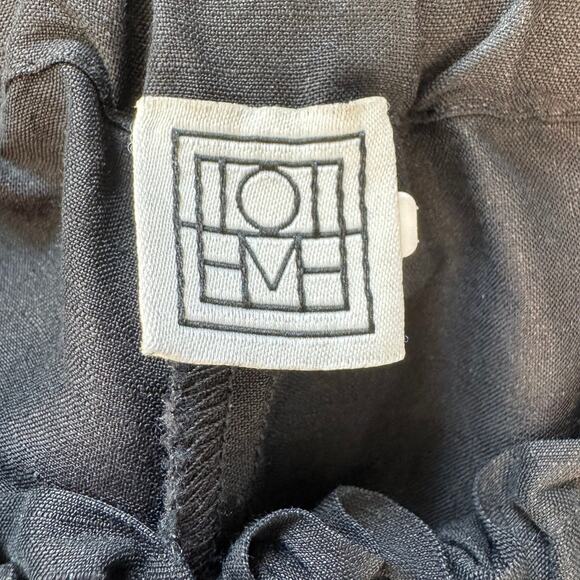 TOTEME Black Stretch Linen Slacks Wide Leg Elastic Waist Pant- 32 EU /0 US - Picture 5 of 11